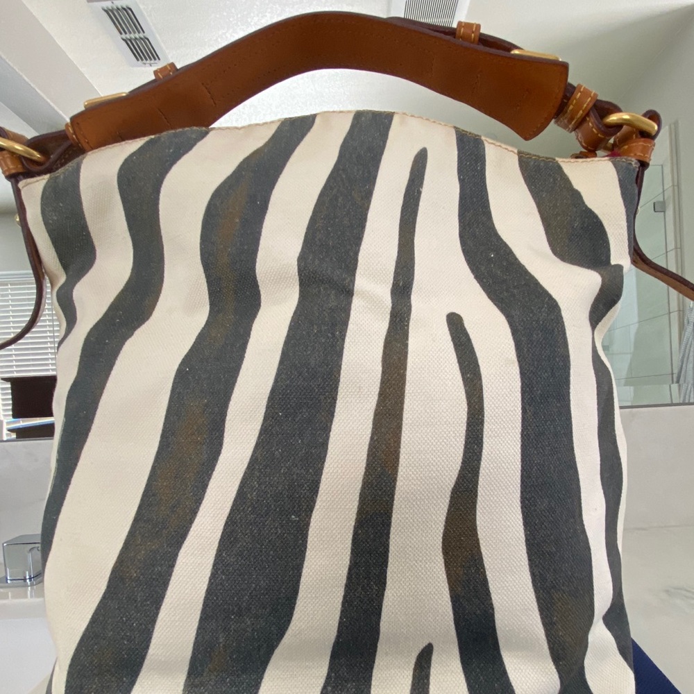 Authentic Dooney & Bourke Zebra Print Canvas Bag - image 2